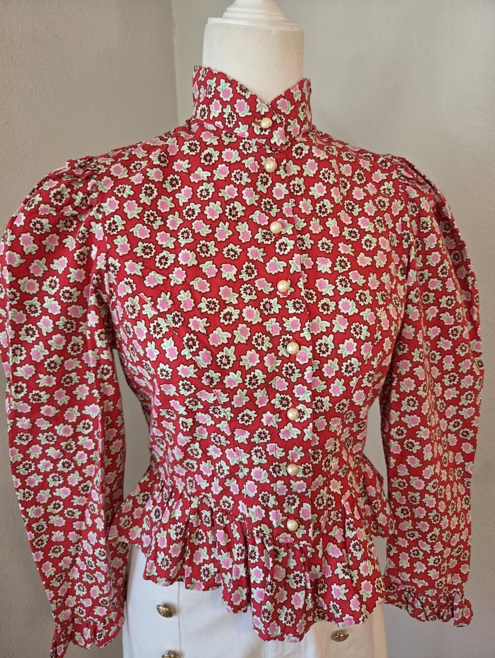 Batsheva Grace Red Floral Button Cotton Blouse Women's 0 NWT New - Picture 13 of 16
